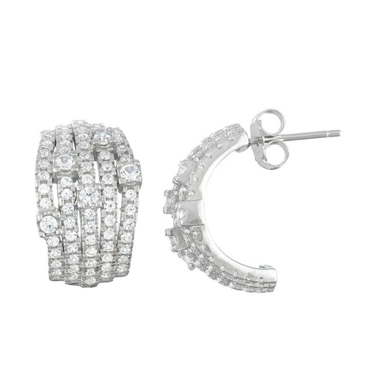 Lab Created White Sapphire Sterling Silver 11mm Round Stud Earrings