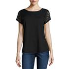 Liz Claiborne Short Sleeve Crew Neck T-shirt-womens Petites