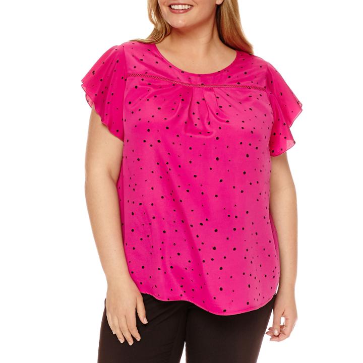Worthington Flutter Sleeve Blouse - Plus