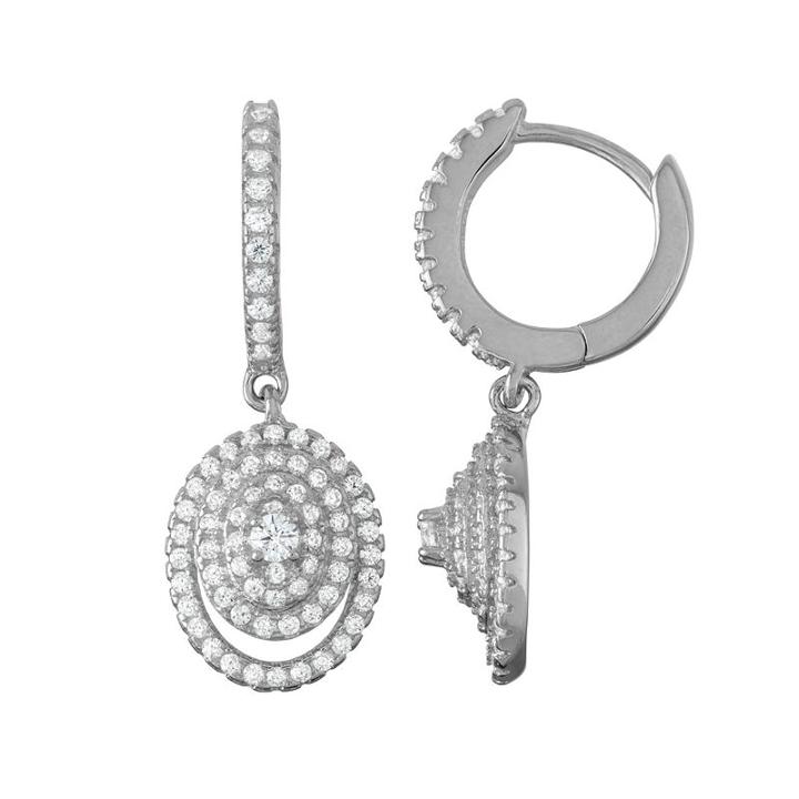 1 Ct. T.w. White Cubic Zirconia Sterling Silver Round Drop Earrings