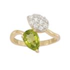 Genuine Peridot And Lab-created White Sapphire 14k Gold Over Silver Ring