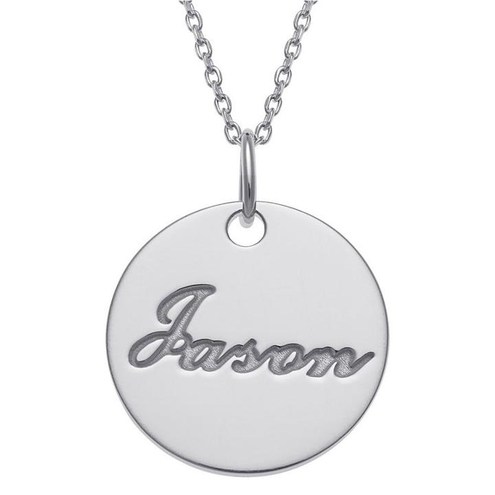 Personalized Womens Sterling Silver Pendant Necklace