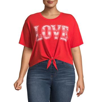 City Streets Love Tie Front Tee - Juniors Plus