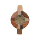 Olivia Pratt Faux Wood Bezel Beige Abstract Petite Leather Watch 26265wbeige Abstract