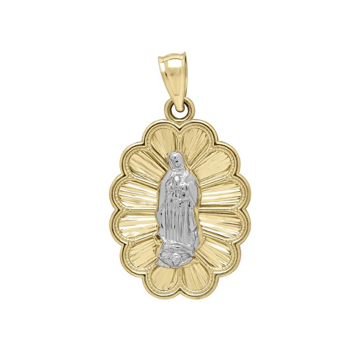 Tesoro&trade; 14k Two-tone Gold Lady Of Guadalupe Medallion Pendant