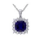 Lab-created Blue And White Sapphire And Diamond-accent Sterling Silver Pendant Necklace