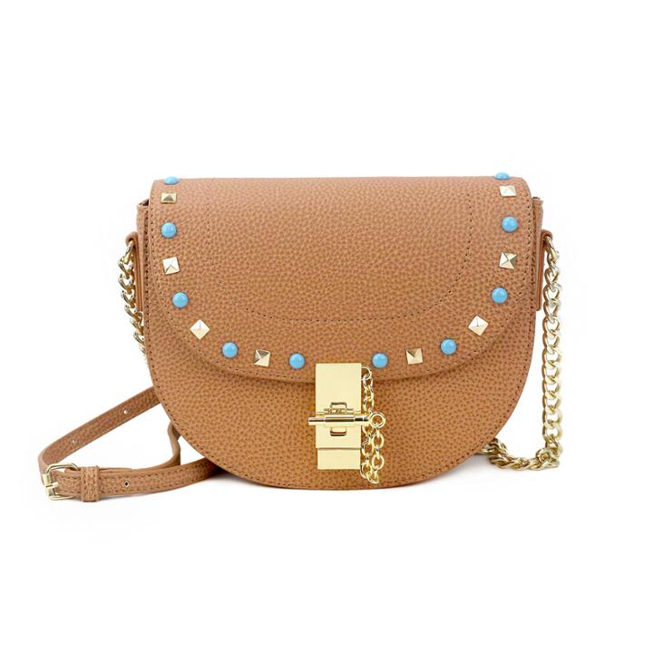 Olivia Miller Shayna Turq Pyramid Studs Crossbody Bag