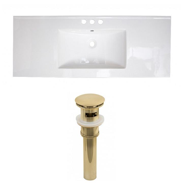 48.75-in. W 3h8-in. Ceramic Top Set In White Color- Overflow Drain Incl.
