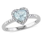 Womens 1/10 Ct. T.w. Blue Aquamarine Sterling Silver Cocktail Ring