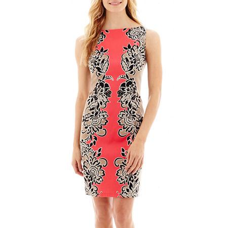 London Style Collection Sleeveless Print Sheath Dress