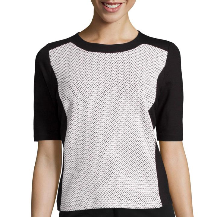 Liz Claiborne Elbow-sleeve Colorblocked Knit Top