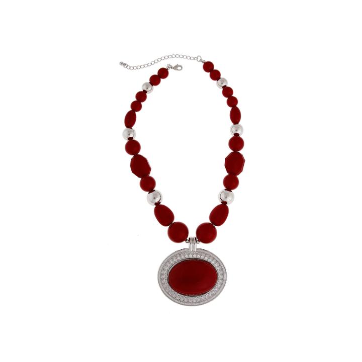 Mixit&trade; Red Nugget Silver-tone Pendant Necklace