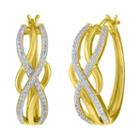 1/10 Ct. T.w. Genuine White Diamond 14k Gold Over Silver 22.6mm Hoop Earrings