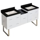 61.5-in. W Floor Mount White Vanity Set For 1 Holedrilling Black Galaxy Top Biscuit Um Sink
