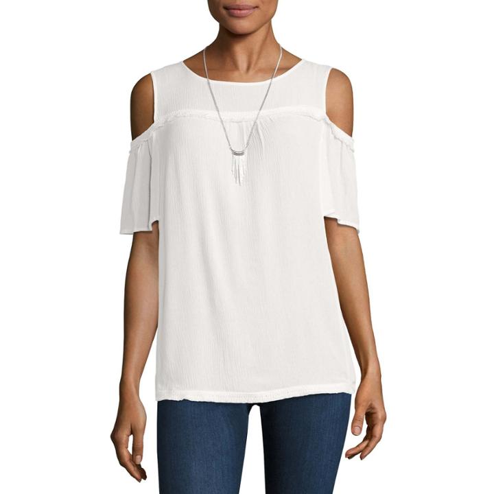 Alyx Short Sleeve Round Neck Crepe Blouse