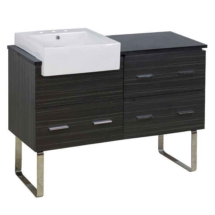 48.75-in. W Floor Mount Dawn Grey Vanity Set For 3h8-in. Drilling Black Galaxy Top