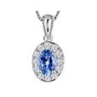 Genuine Tanzanite And Lab-created White Sapphire Sterling Silver Pendant Necklace