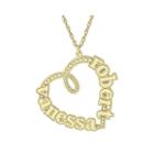 Personalized 14k Gold Over Silver Couple's Name Heart Pendant Necklace