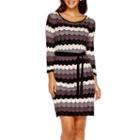 Danny & Nicole 3/4-sleeve Belted Sweater Dress