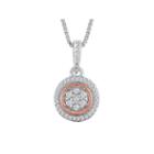 Womens 1/10 Ct. T.w. Diamond Sterling Silver & 14k Rose Gold Over Silver Pendant Necklace