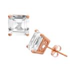 Lab Created White Sapphire 14k Rose Gold 8mm Stud Earrings