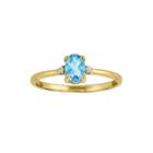 Genuine Swiss Blue Topaz Diamond-accent 14k Yellow Gold Birthstone Ring
