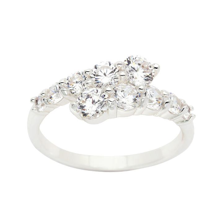 Sparkle Allure Womens Clear Silver Over Brass Bypass Ring