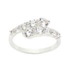 Sparkle Allure Womens Clear Silver Over Brass Bypass Ring