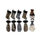 10-piece Animal Print Christmas Stocking Wine & Gift Bag Set