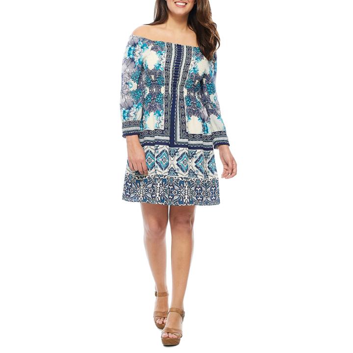 Luxology Off The Shoulder 3/4 Sleeve Peasant Dress