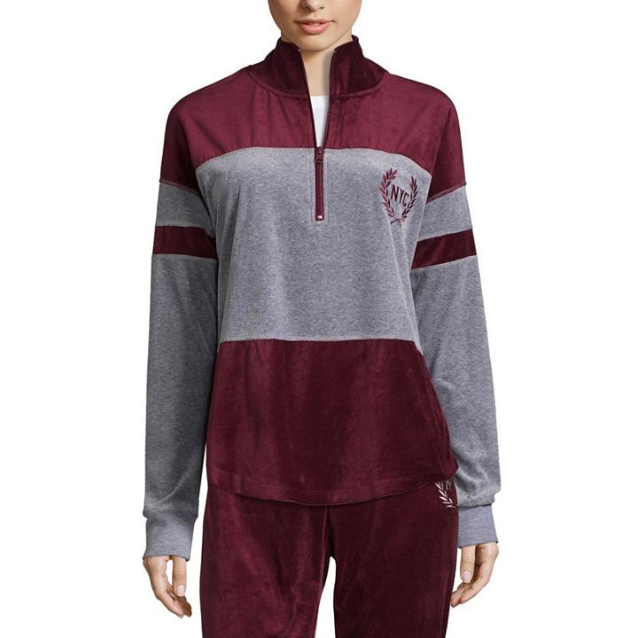 Flirtitude Velour Half Zip Sweatshirt - Juniors