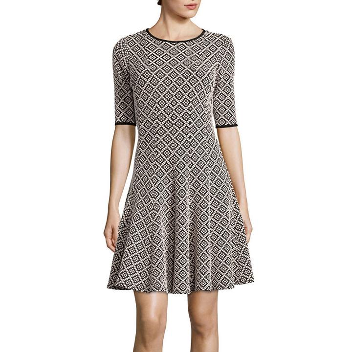 Danny & Nicole Elbow-sleeve Knit Fit-and-flare Dress