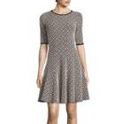 Danny & Nicole Elbow-sleeve Knit Fit-and-flare Dress