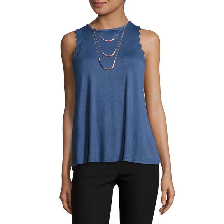 Self Esteem Sleeveless Crew Neck Jersey Blouse-juniors