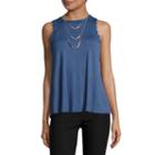 Self Esteem Sleeveless Crew Neck Jersey Blouse-juniors