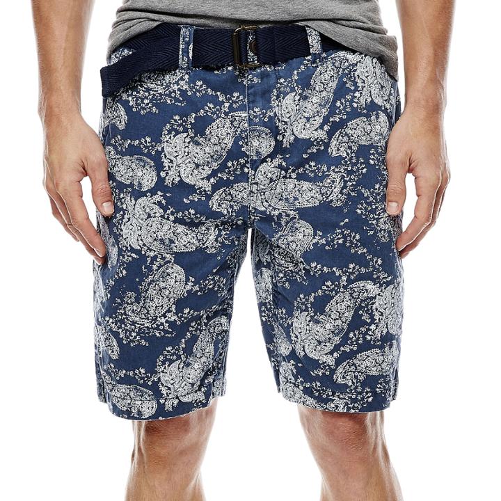 Arizona Belted Flat-front Shorts