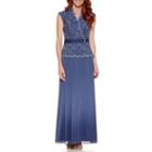 Blue Sage Short Sleeve Evening Gown