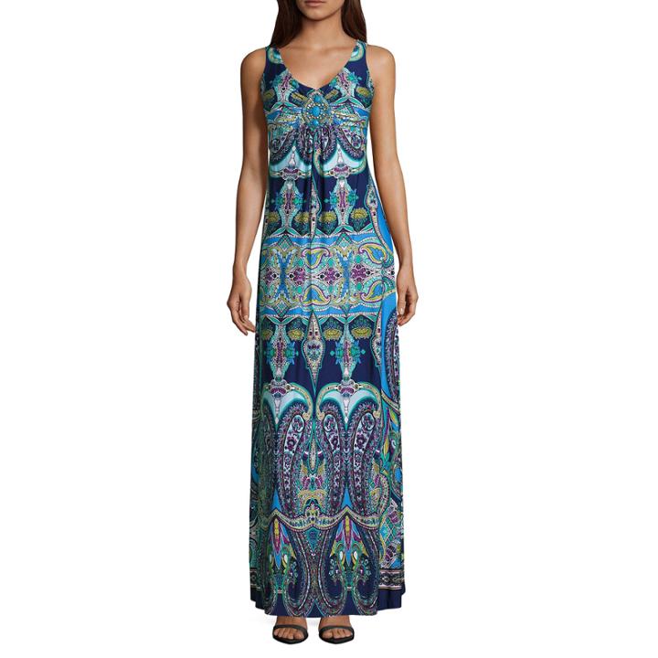Ronni Nicole Sleeveless Embellished Maxi Dress-petites