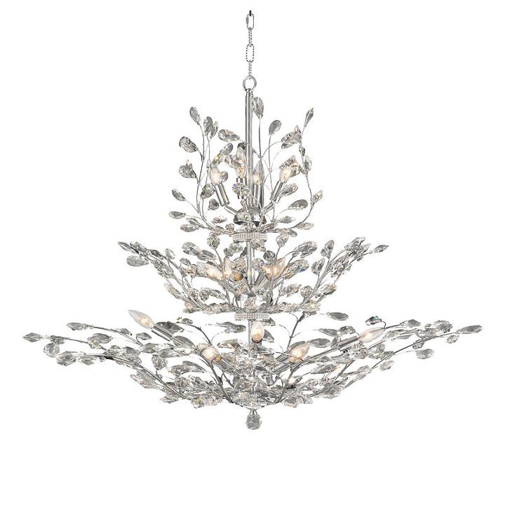 Aspen Collection 18 Light 3-tier Clear Crystal Floral Chandelier