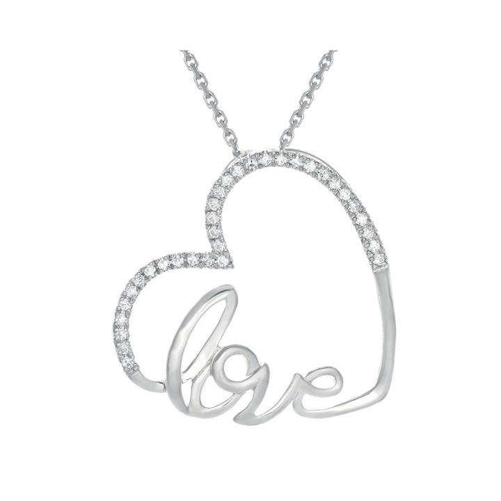 1/10 Ct. T.w. Diamond 10k White Gold Heart Mini Pendant Necklace