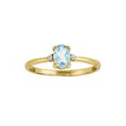 Genuine Aquamarine Diamond-accent 14k Yellow Gold Ring