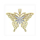 14k Two-tone Gold Lacy Butterfly Charm Pendant