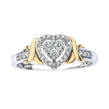 1/4 Ct. T.w. Diamond 10k Two-tone Gold X- Accent Heart Promise Ring