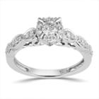 Hallmark Bridal Womens 1/2 Ct. T.w. Round White 10k Gold Engagement Ring