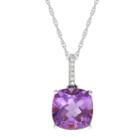 Womens Diamond Accent Genuine Purple Amethyst 10k Gold Pendant Necklace