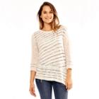 Skyes The Limit Himalaya 3/4 Sleeve Crew Neck Stripe Pullover Sweater-plus