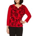Alfred Dunner Wrap It Up 3/4 Sleeve V Neck Pullover Sweater