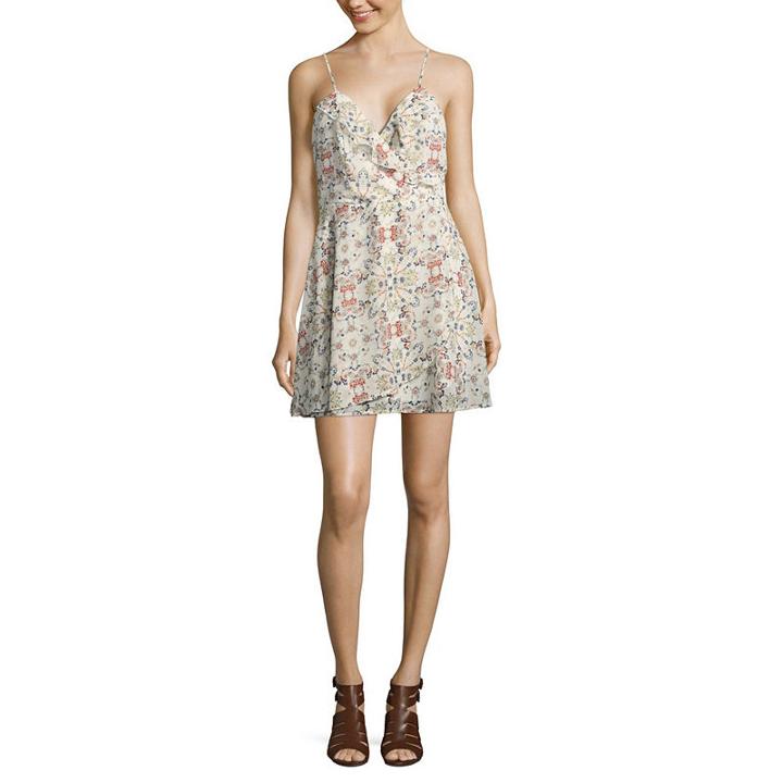 Speechless Sleeveless Floral Wrap Dress-juniors