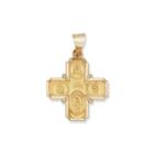 14k Yellow Gold Saints Greek Cross Charm Pendant