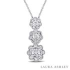 Laura Ashley Womens 1 Ct. T.w. Genuine White Diamond 10k Gold Pendant Necklace